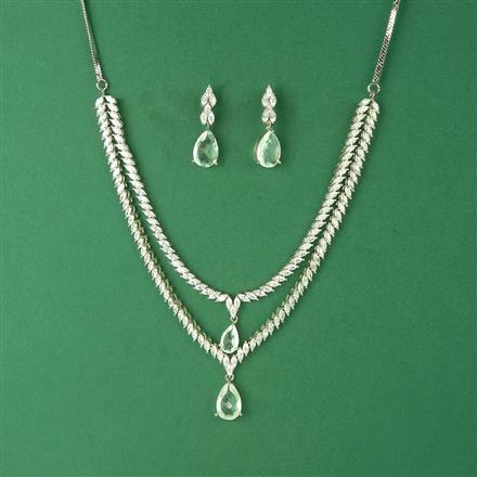 Cubic Zirconia Classic Necklace Set With Rhodium Plating