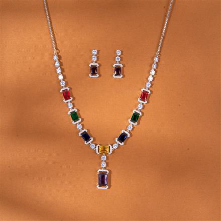 Cz Classic Necklace With Rhodium Plating Plating