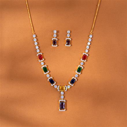 Cz Classic Necklace With 2 Tone Plating