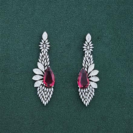 Cz Classic Earring With Rhodium Plating