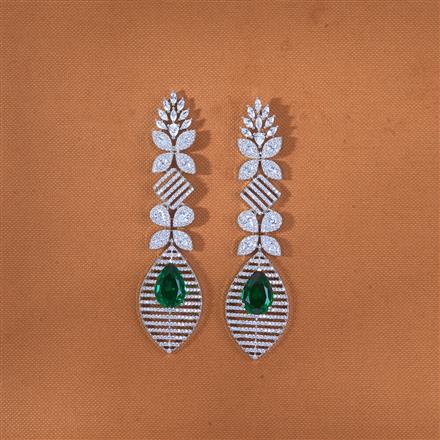 Cz Classic Earring With Rhodium Plating Plating
