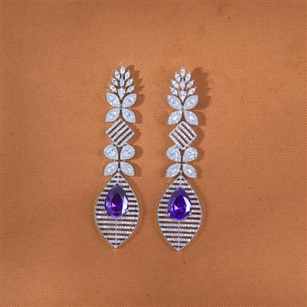 Cz Classic Earring With Rhodium Plating Plating