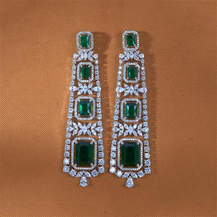 Cz Long Earring With Rhodium Plating Plating