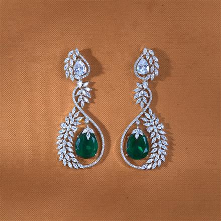 Cz Classic Earring With Rhodium Plating Plating