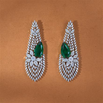 Cz Classic Earring With Rhodium Plating Plating