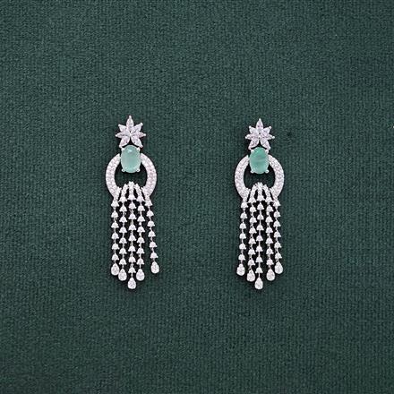 Cz Classic Earring With Rhodium Plating