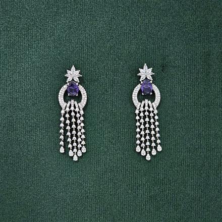 Cz Classic Earring With Rhodium Plating