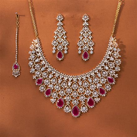 Cz Classic Necklace With 2 Tone Plating