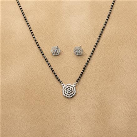 Cz Delicate Mangalsutra With 2 Tone Rhodium Plating
