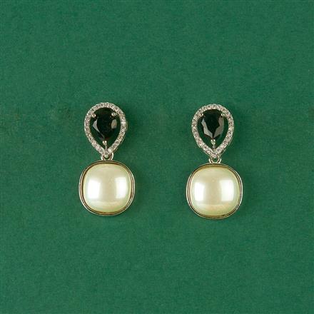 Cz Moti Earring With Rhodium Plating