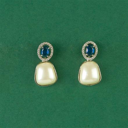 Cz Pearl Earring With Rhodium Plating