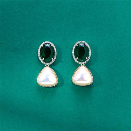 Cz Moti Earring With Rhodium Plating