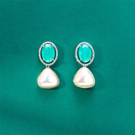 Cz Moti Earring With Rhodium Plating