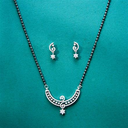 Cz Tanmaniya Mangalsutra With 2 Tone Rhodium Plating