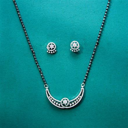 Cz Tanmaniya Mangalsutra With 2 Tone Rhodium Plating