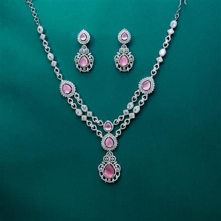Cz Classic Necklace With Rhodium Plating