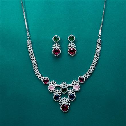 Cz Classic Necklace With Rhodium Plating