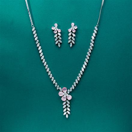 Cz Classic Necklace With Rhodium Plating