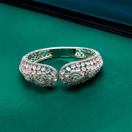 Cubic Zirconia Classic Kada With Rhodium Plating