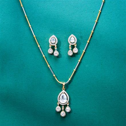 Cz Classic Pendant Set With 2 Tone Plating
