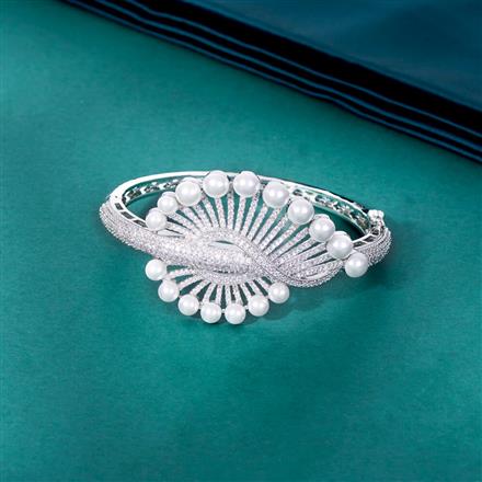 Cz Openable Kada With 2 Tone Rhodium Plating