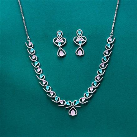 Cz Delicate Necklace With Rhodium Plating