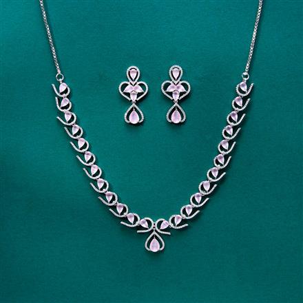 Cz Delicate Necklace With Rhodium Plating