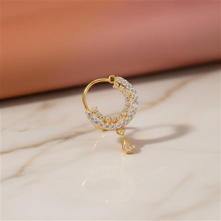 Cz Delicate Nose Ring With Gold 2 Tone Rhodium Plating
