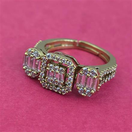 Cz Adjustable Ring With Black 2 Tone Rhodium Plating