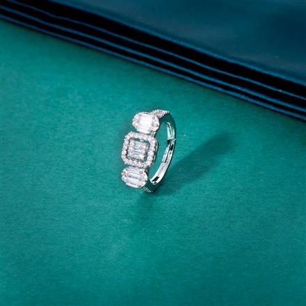 Cz Adjustable Ring With Black 2 Tone Rhodium Plating