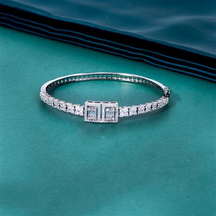 Cz Openable Kada With Black 2 Tone Rhodium Plating