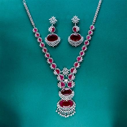 Cz Classic Necklace With Rhodium Plating