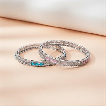 Cz Delicate Bangles With Rhodium Plating