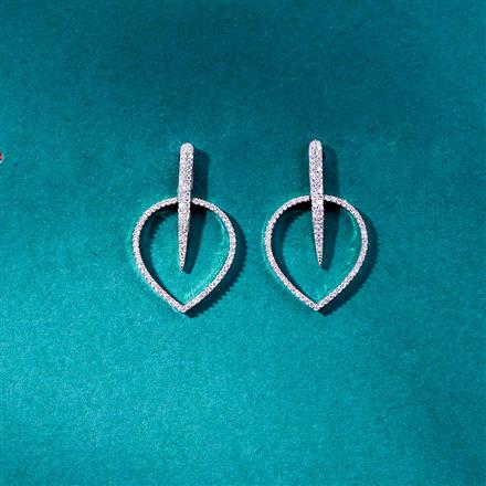 Cz Classic Earring With Black 2 Tone Rhodium Plating