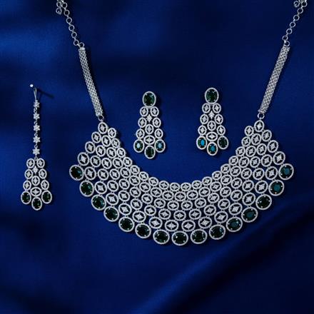 Cz Classic Necklace With Rhodium Plating