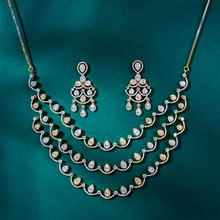 Cz Classic Necklace With Black 2 Tone Rhodium Plating