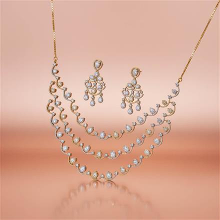 Cz Classic Necklace With Black 2 Tone Rhodium Plating