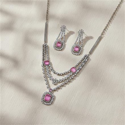 Cz Classic Necklace With Rhodium Plating