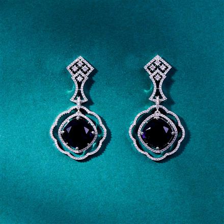 Cz Classic Earring With Rhodium Plating
