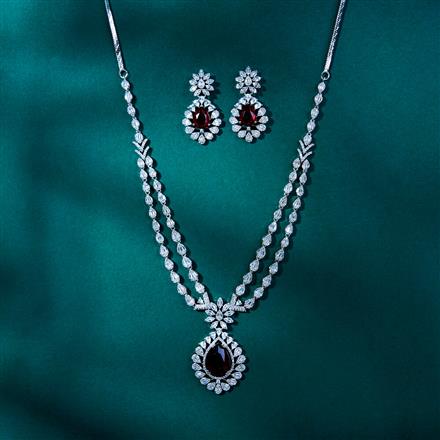 Cz Classic Necklace With Rhodium Plating