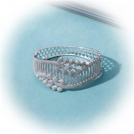 Cz Openable Kada With Rhodium 2 Tone Plating