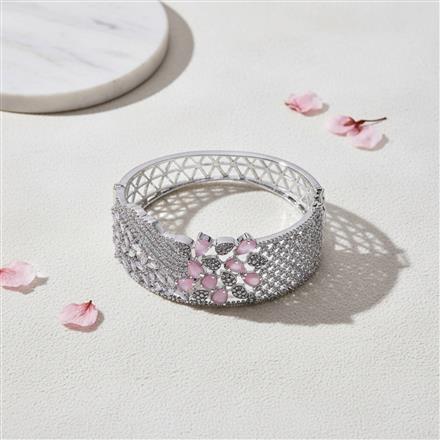 Cz Openable Kada With Rhodium Plating