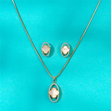 Cz Delicate Pendant Set With 2 Tone Rhodium Plating