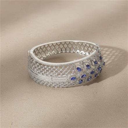 Cz Openable Kada With Rhodium Plating