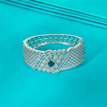 Cz Openable Kada With Rhodium Plating