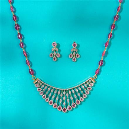 Cz Mala Pendant Set With 2 Tone Plating