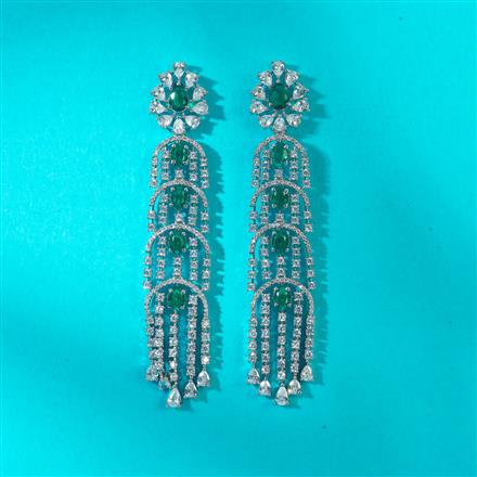 Cz Classic Earring With Rhodium Plating