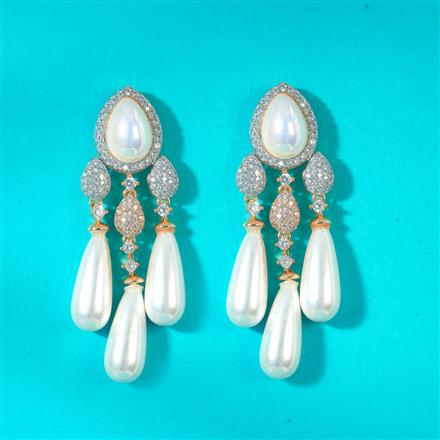 Cz Moti Earring With 2 Tone Rhodium Plating