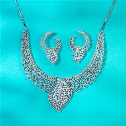 Cz Classic Necklace With Rhodium Plating