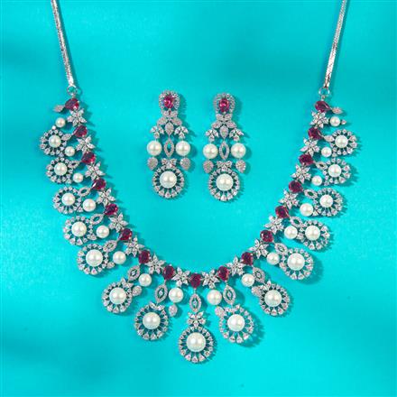 Cz Classic Necklace With Rhodium Plating